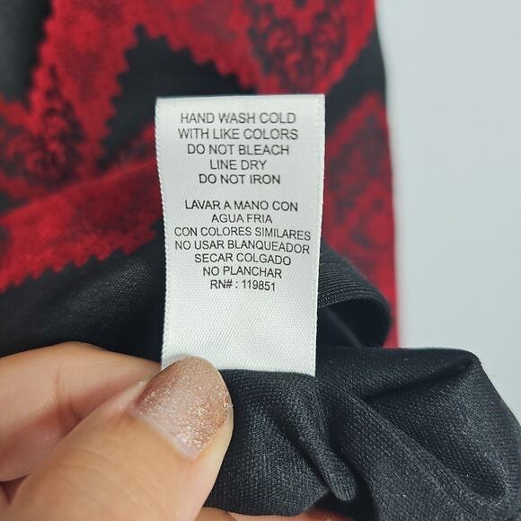 Halo Womens Size S Black Red Velvet Floral Sheath Mini Dress Gothic Office - Picture 4 of 13